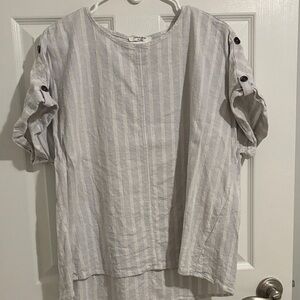 Cable and gauge studio linen striped top- XL